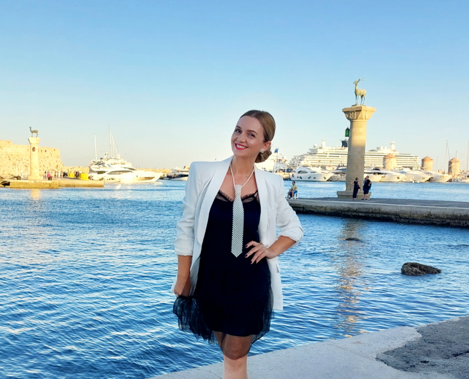 Γραβάτα - Κολιέ λευκή και μαύρη με πέρλες - Image 3