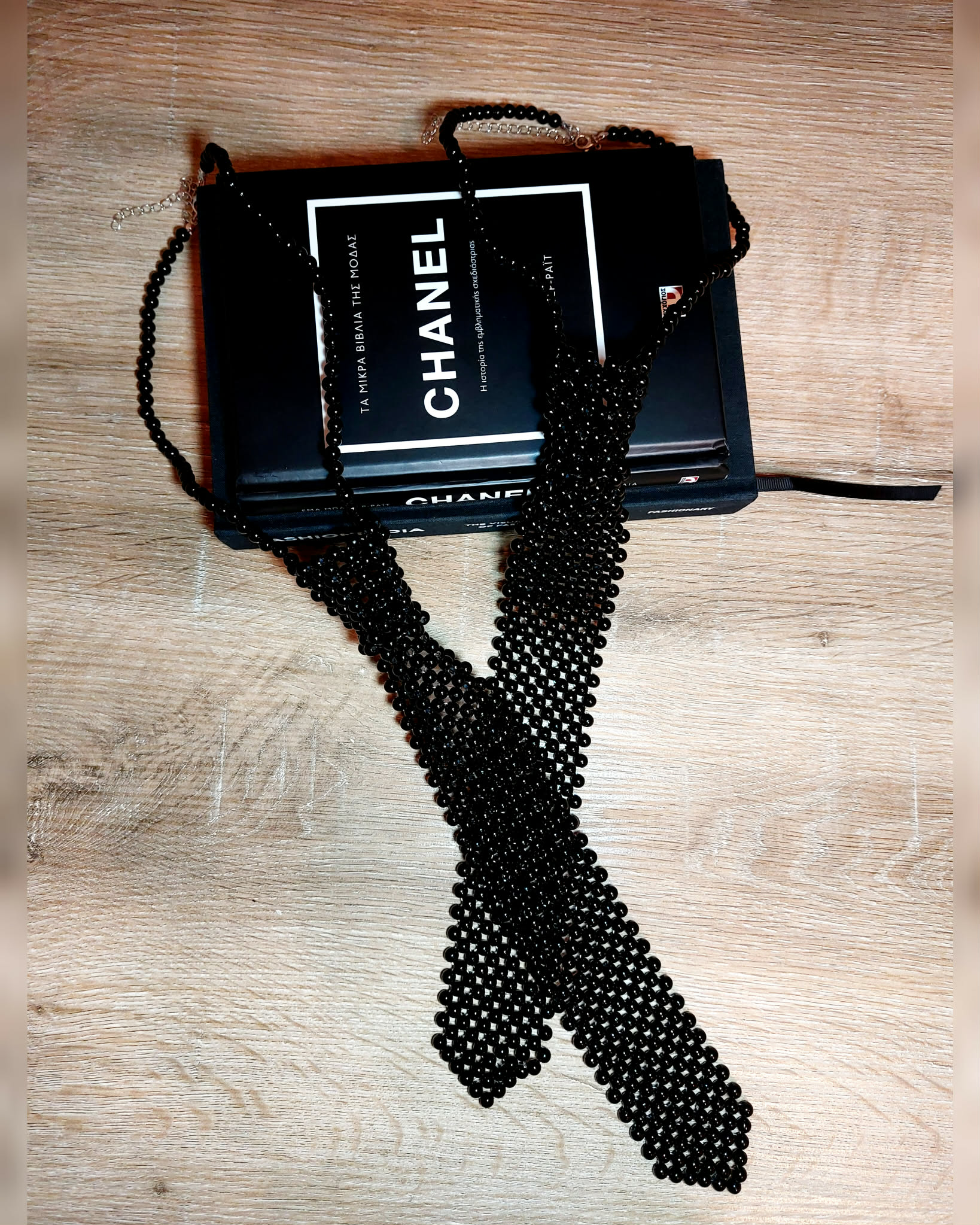 Γραβάτα - Κολιέ λευκή και μαύρη με πέρλες - Image 7