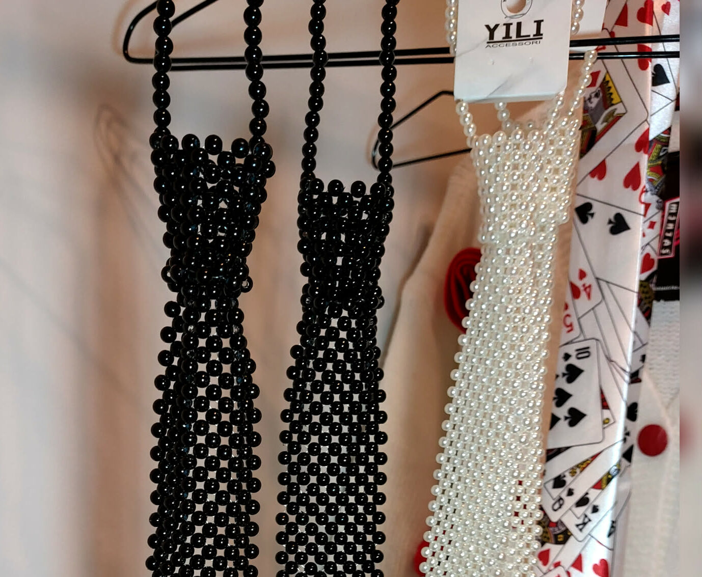 Γραβάτα - Κολιέ λευκή και μαύρη με πέρλες - Image 6