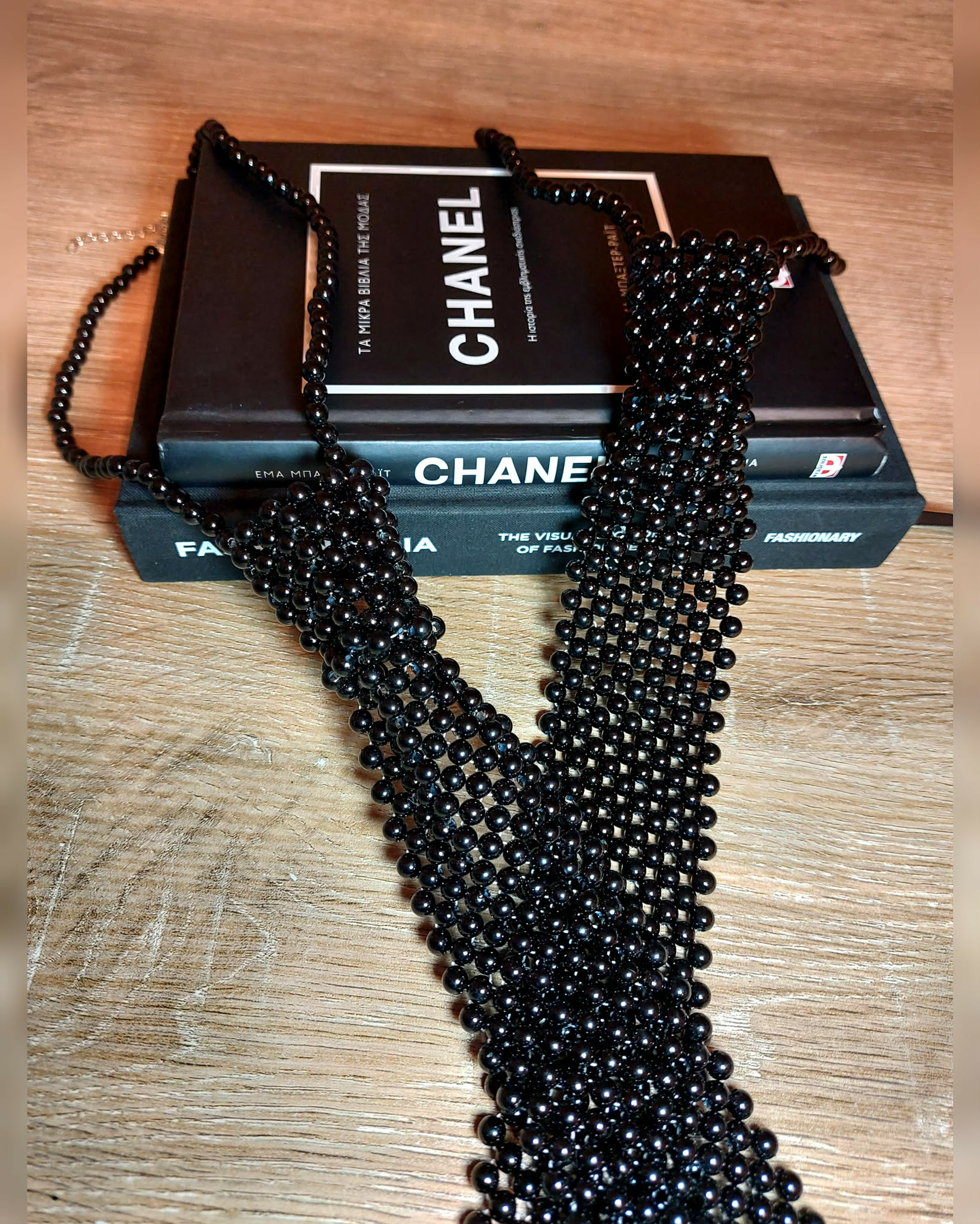 Γραβάτα - Κολιέ λευκή και μαύρη με πέρλες - Image 8