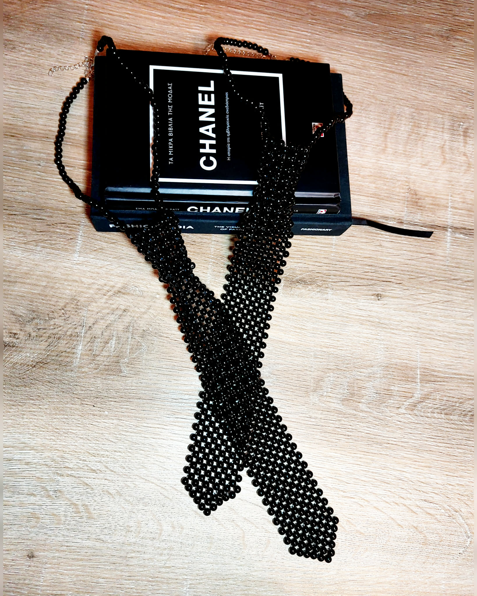 Γραβάτα - Κολιέ λευκή και μαύρη με πέρλες - Image 9